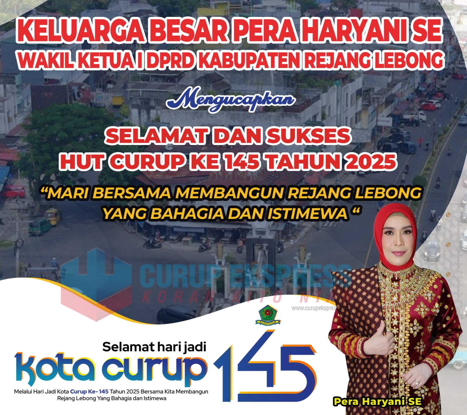 Pera Hariyani: Selamat HUT Curup ke 145 Tahun 2025,Jadikan Momentum Perbaikan Kinerja dan Pelayanan Masyarakat