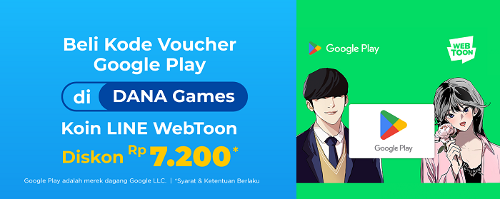 Ada Diskon Rp7.200 Beli Kode Voucher Google Play di DANA Untuk Games Koin LINE Webtoon