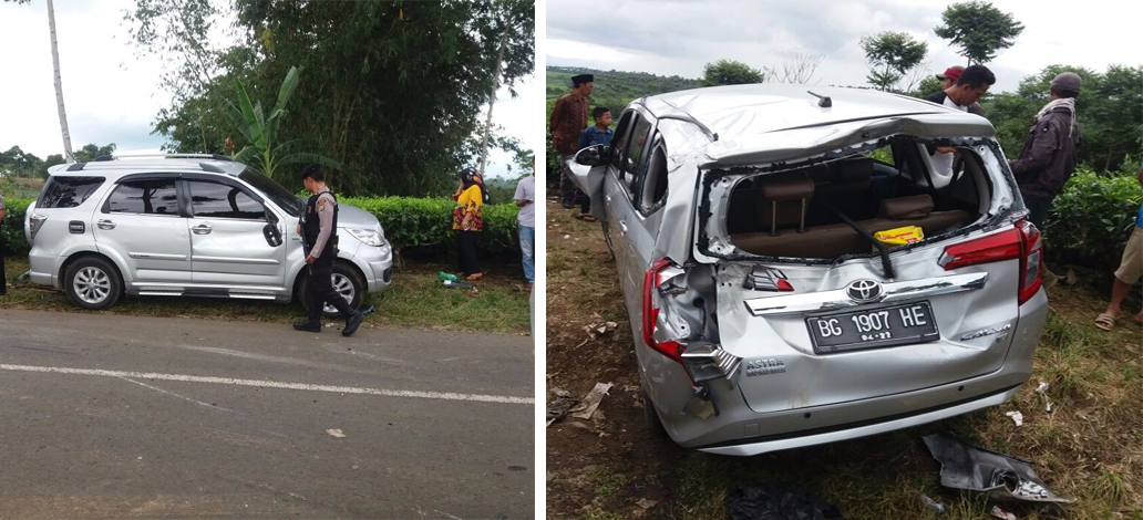 Laka Beruntun di Kebun Teh Kabawetan, 4 Mobil Ringsek