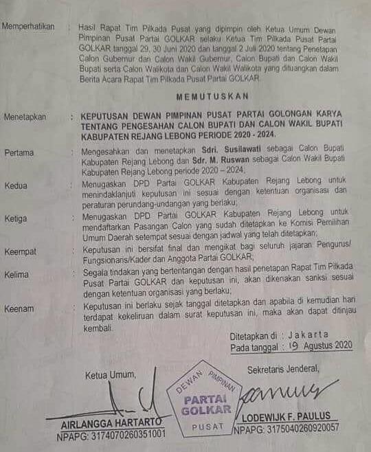 Golkar Resmi Usung SR