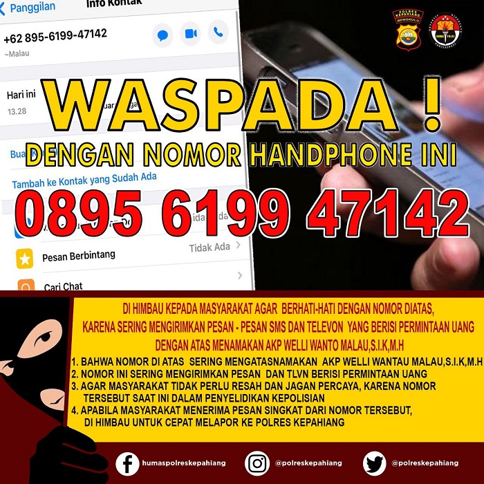 Waspada Penipuan Catut Nama Kasat Reskrim