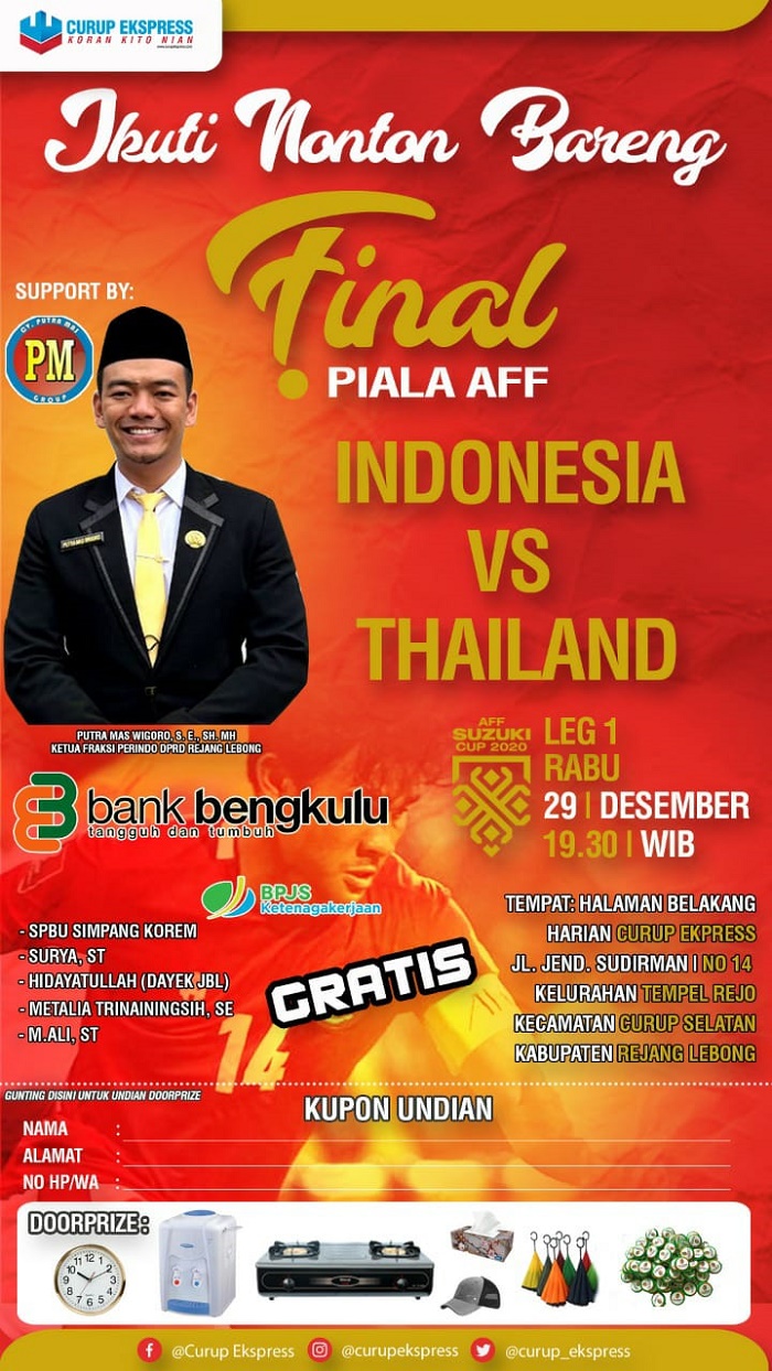 Malam Ini Nobar CE Bertabur Hadiah, Final Piala AFF 2020