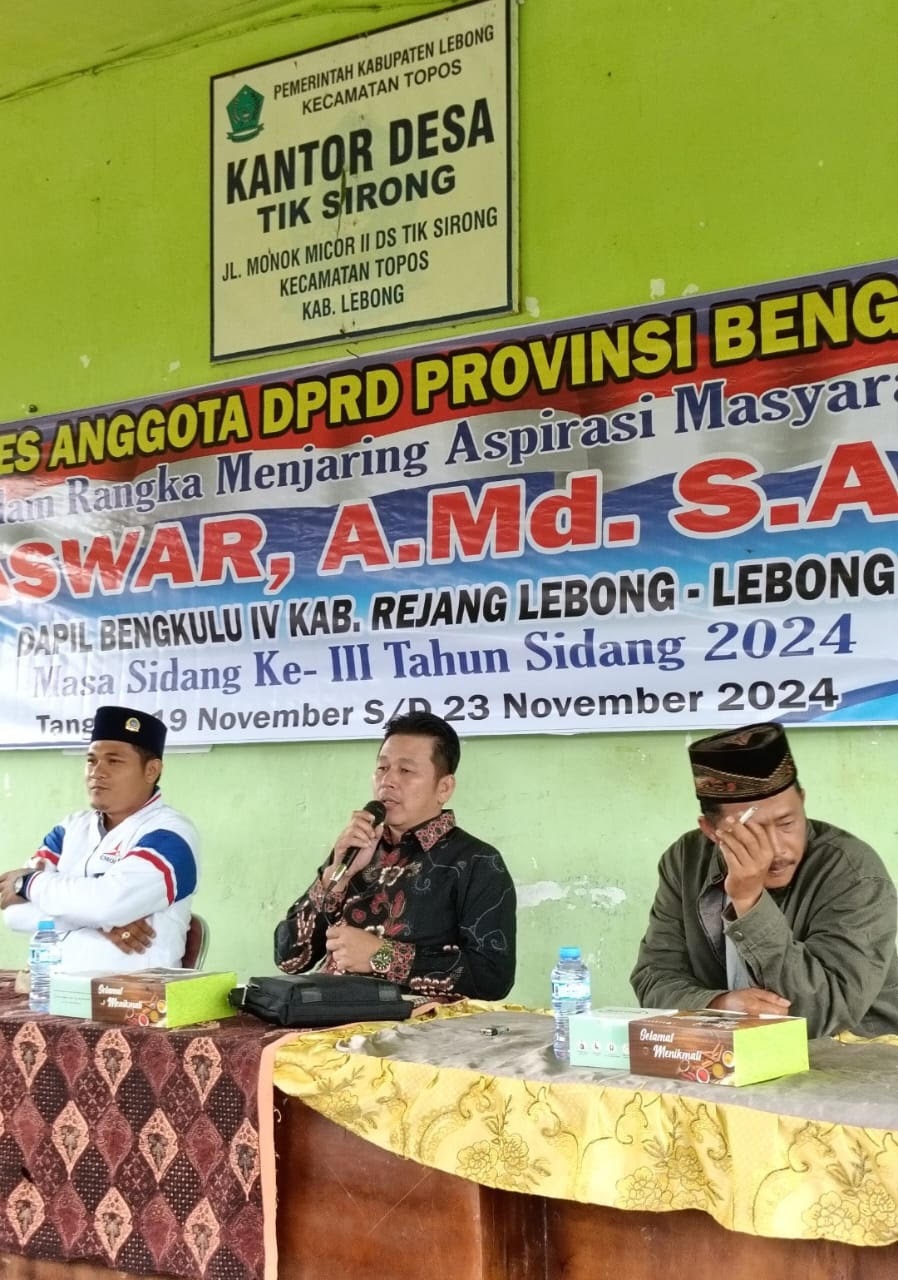 Ini Usulan Utama Reses Aswar DPRD Prov Bengkulu Dapil IV