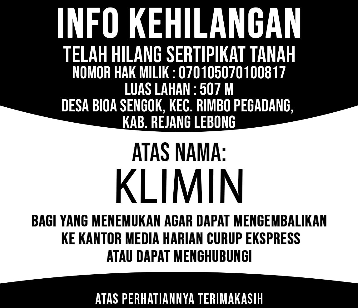 Info Kehilangan Sertifikat