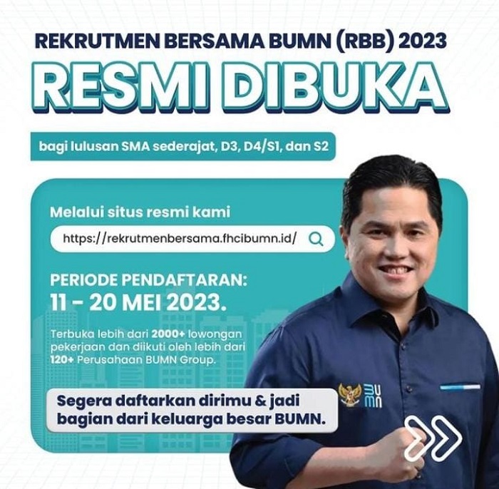 Hari Ini Terakhir Pendaftaran Online, Ada Lowongan Pekerjaan di BUMN Untuk Tamatan SMA Sederajat Hingga S2. 