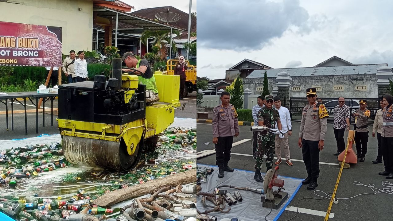 Ribuan Botol Miras dan Knalpot Brong Dimusnahkan