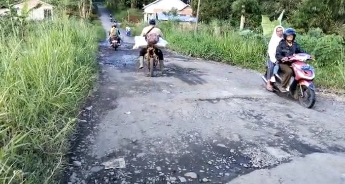 Waduh!! Tiga Tahun Dibiarkan Rusak, Jalan Penghubung 4 Desa Butuh Perbaikan