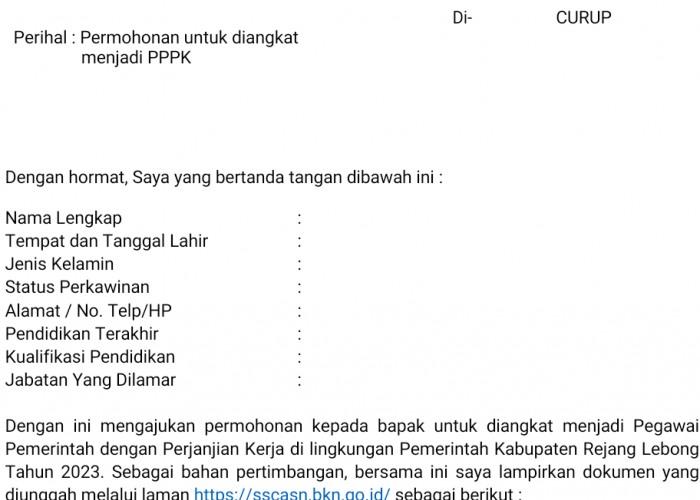 Download Formasi dan Dokumen Lengkap PPPK Rejang Lebong 2023, di Sini... 