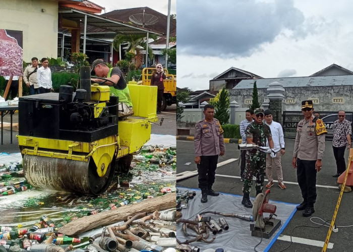 Ribuan Botol Miras dan Knalpot Brong Dimusnahkan