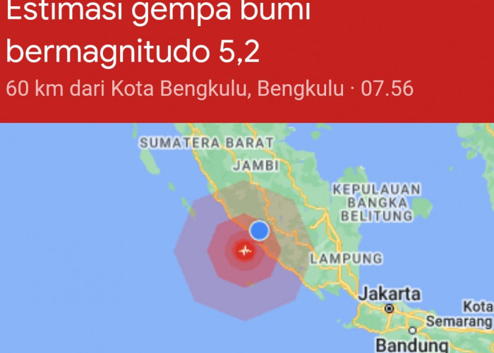 Gempa 5,3 SR Guncang Bengkulu, Terasa Hingga ke Curup