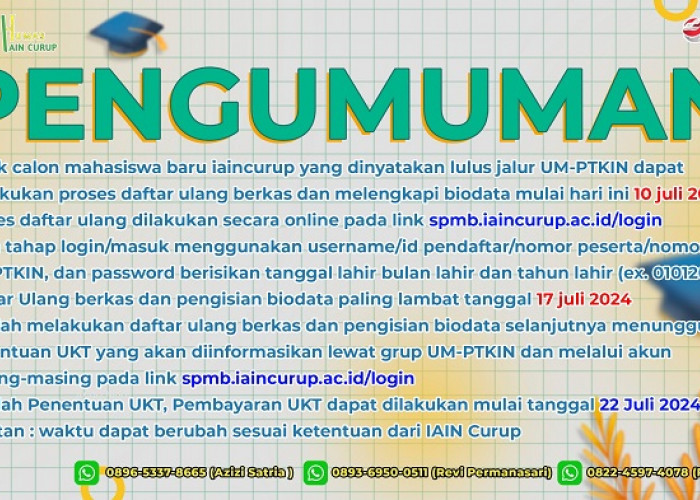 Wajib Tau, Begini Cara Registrasi Ulang Mahasiswa Baru di Kampus IAIN Curup